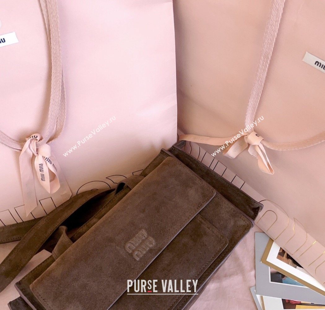 Miu Miu Pocket Suede Shoulder Bag Briarwood Brown 2026 5BA178 (JD-260120059)