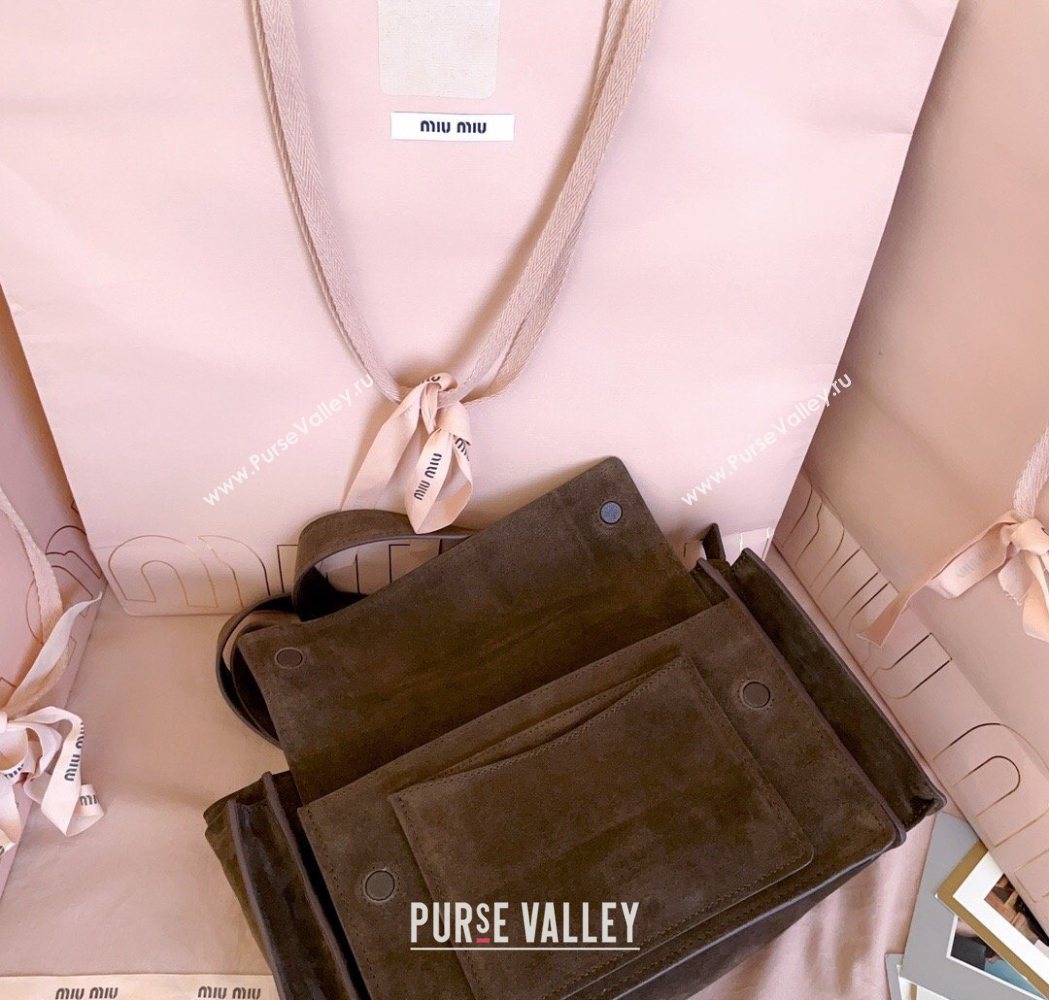 Miu Miu Pocket Suede Shoulder Bag Briarwood Brown 2026 5BA178 (JD-260120059)