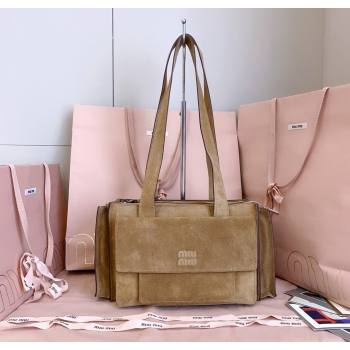 Miu Miu Pocket Suede Shoulder Bag Ecru Beige 2026 5BA178 (JD-260120060)