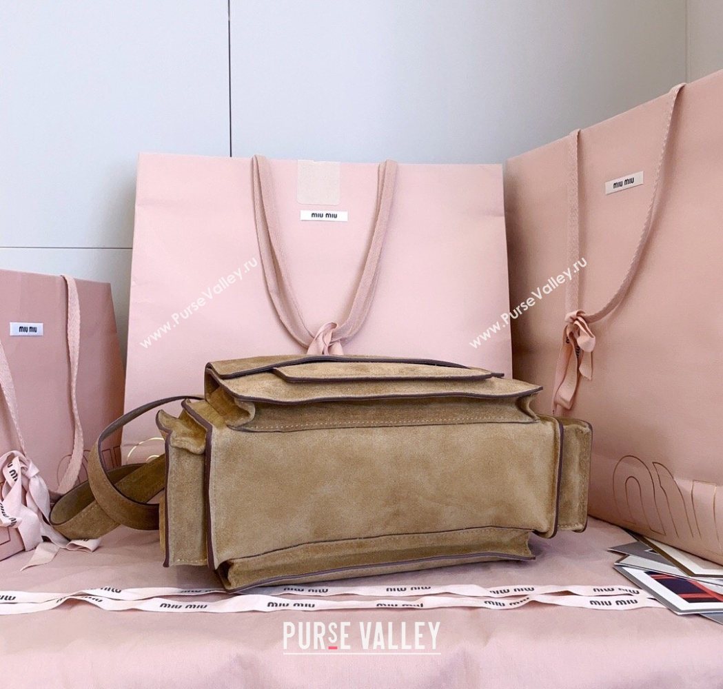 Miu Miu Pocket Suede Shoulder Bag Ecru Beige 2026 5BA178 (JD-260120060)
