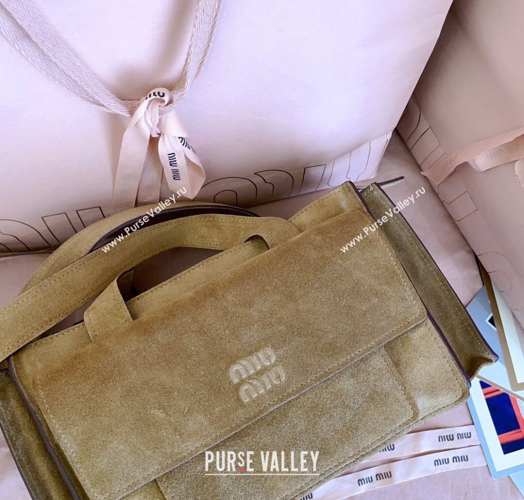 Miu Miu Pocket Suede Shoulder Bag Ecru Beige 2026 5BA178 (JD-260120060)