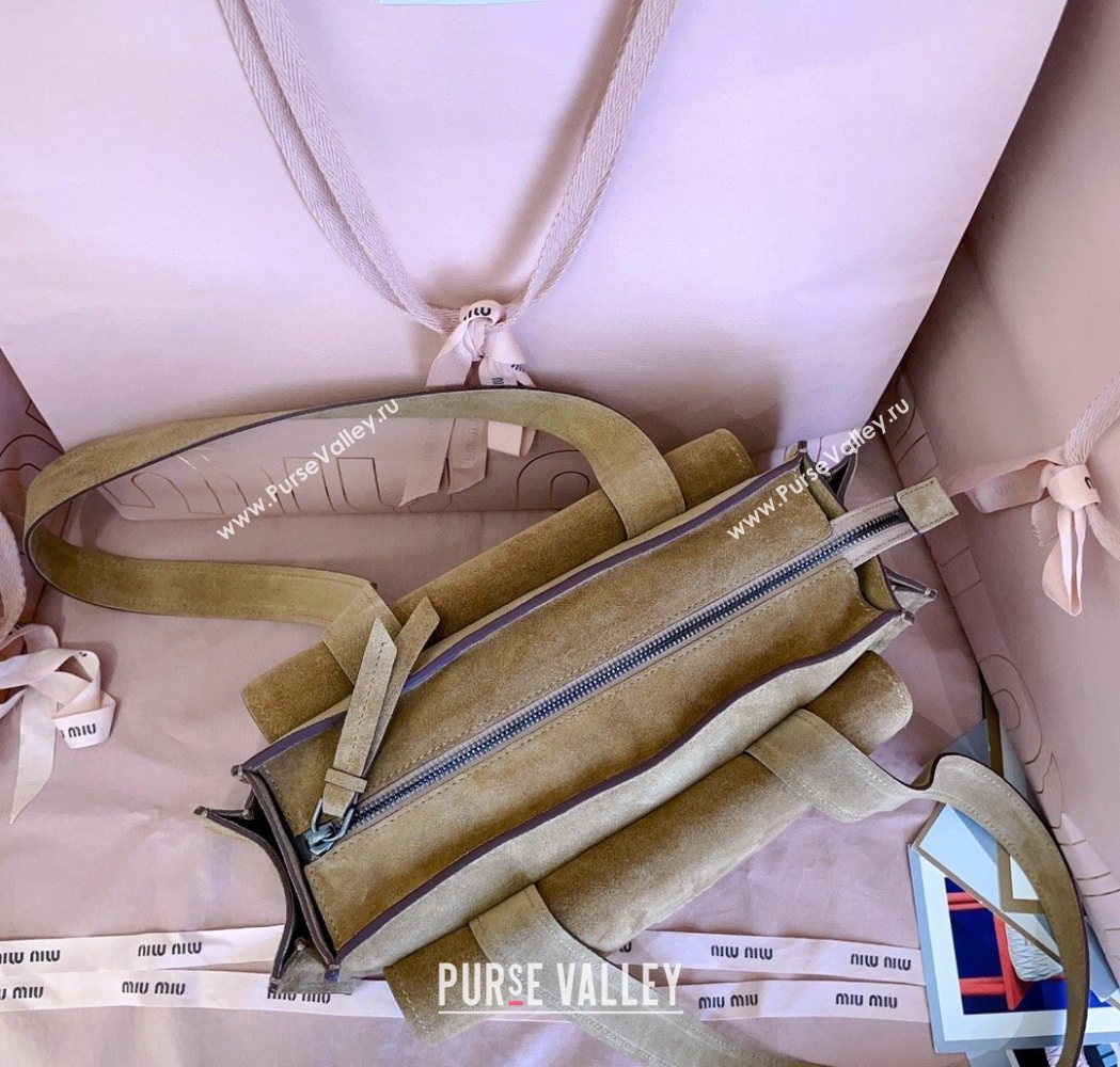 Miu Miu Pocket Suede Shoulder Bag Ecru Beige 2026 5BA178 (JD-260120060)