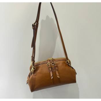 Miu Miu Caprice Leather Clutch Shoulder Bag Cognac Brown 2025 5BF131 (YY-260120039)