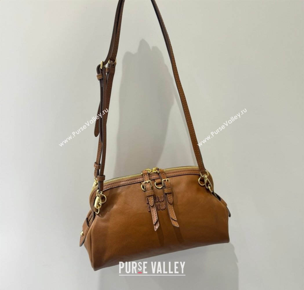 Miu Miu Caprice Leather Clutch Shoulder Bag Cognac Brown 2025 5BF131 (YY-260120039)
