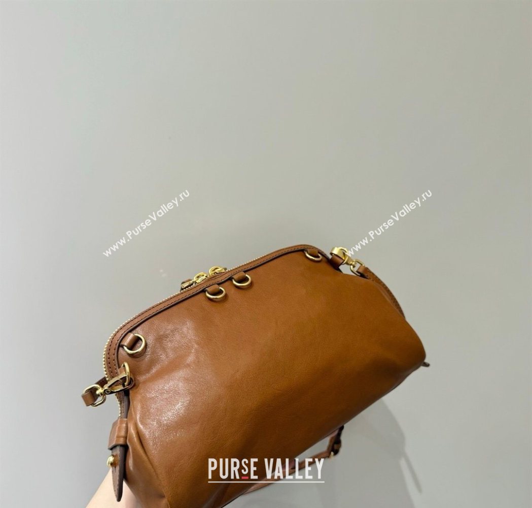 Miu Miu Caprice Leather Clutch Shoulder Bag Cognac Brown 2025 5BF131 (YY-260120039)