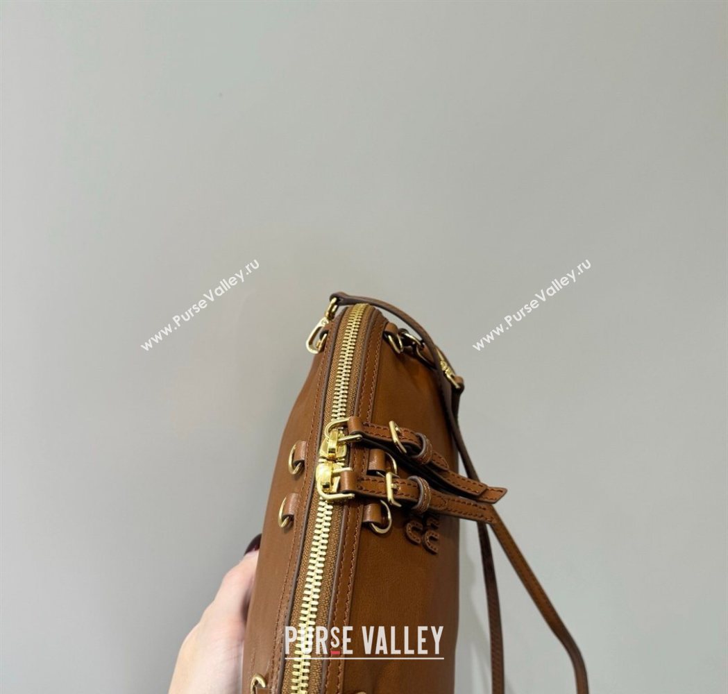 Miu Miu Caprice Leather Clutch Shoulder Bag Cognac Brown 2025 5BF131 (YY-260120039)