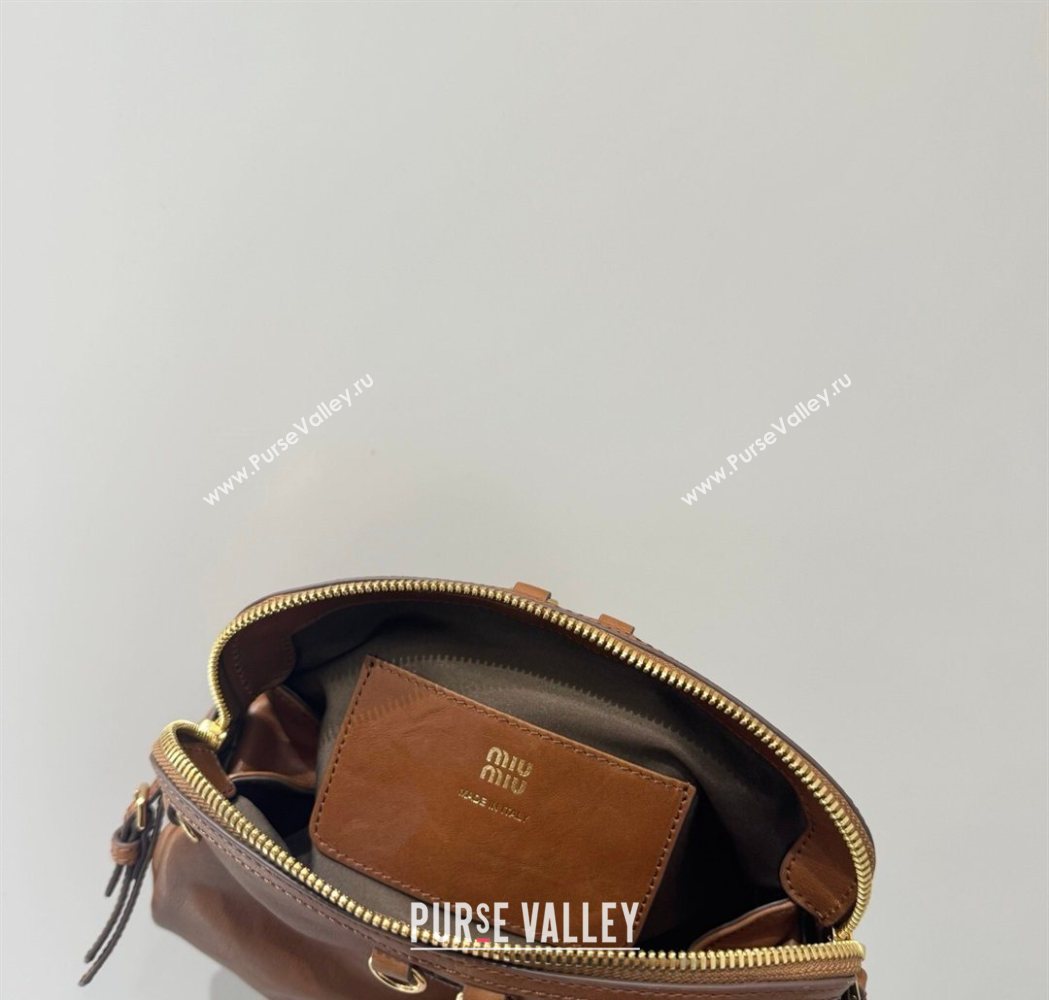 Miu Miu Caprice Leather Clutch Shoulder Bag Cognac Brown 2025 5BF131 (YY-260120039)