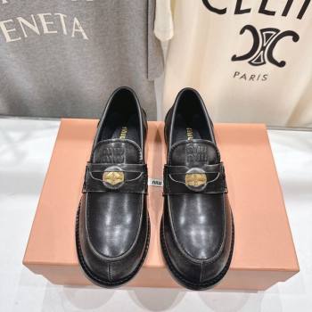 Miu Miu Calf Leather Penny Loafers Black 2026 5D773D (MD-260227083)