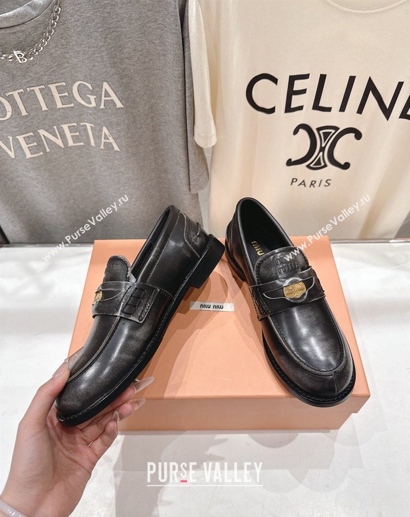 Miu Miu Calf Leather Penny Loafers Black 2026 5D773D (MD-260227083)