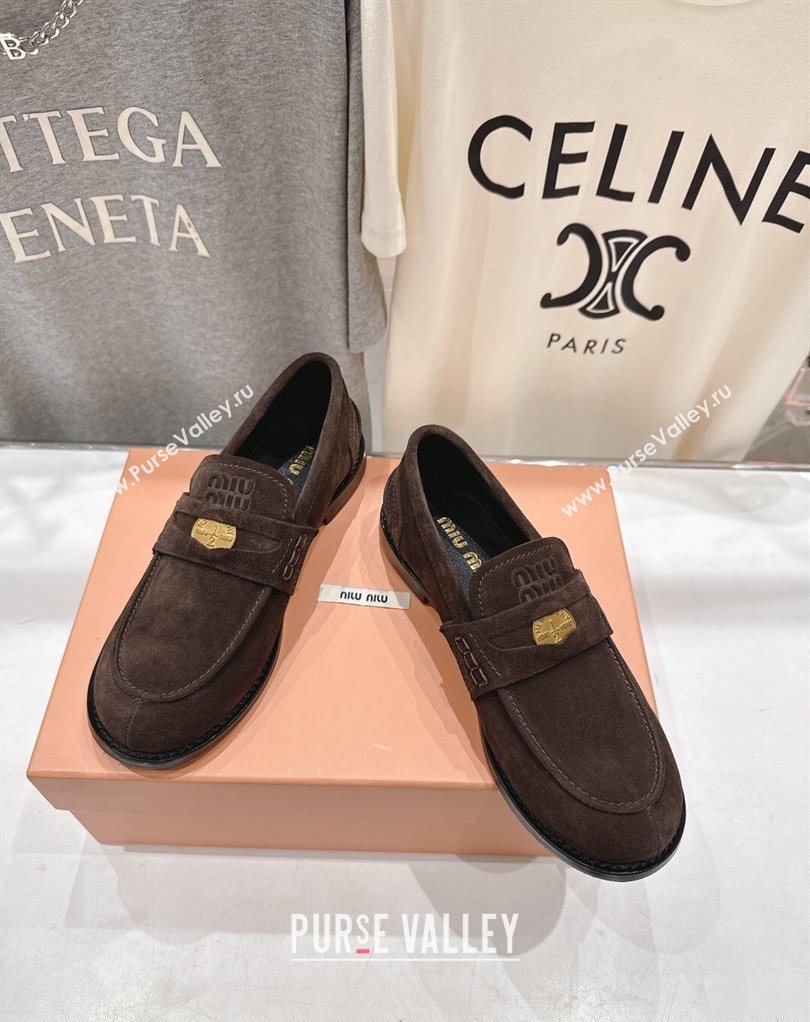 Miu Miu Suede Penny Loafers Dark Brown 2026 5D773D (MD-260227087)