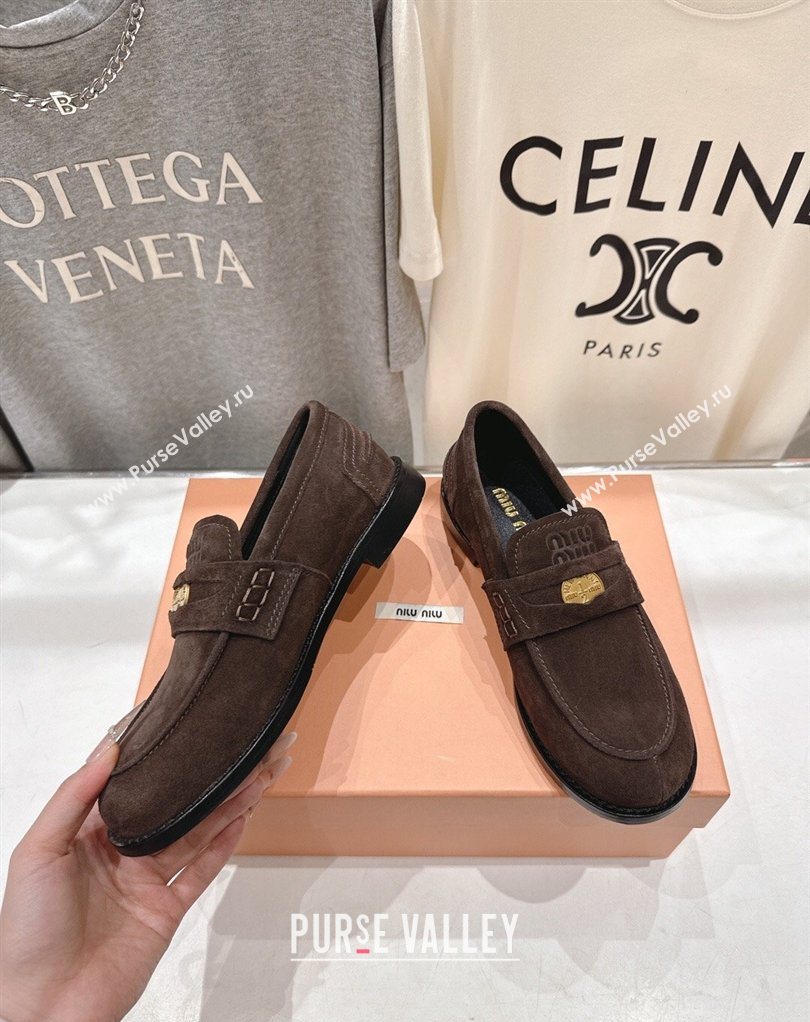 Miu Miu Suede Penny Loafers Dark Brown 2026 5D773D (MD-260227087)