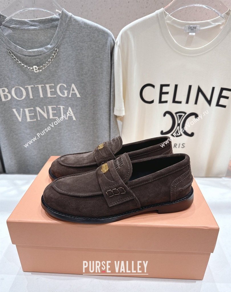 Miu Miu Suede Penny Loafers Dark Brown 2026 5D773D (MD-260227087)