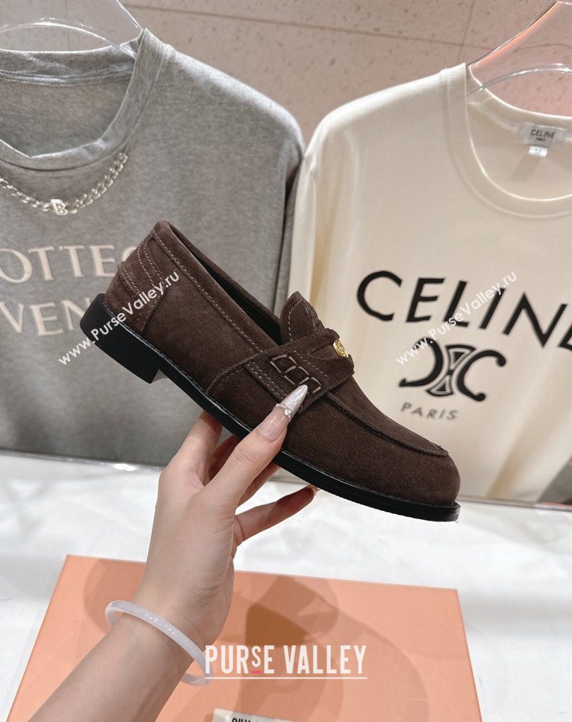Miu Miu Suede Penny Loafers Dark Brown 2026 5D773D (MD-260227087)