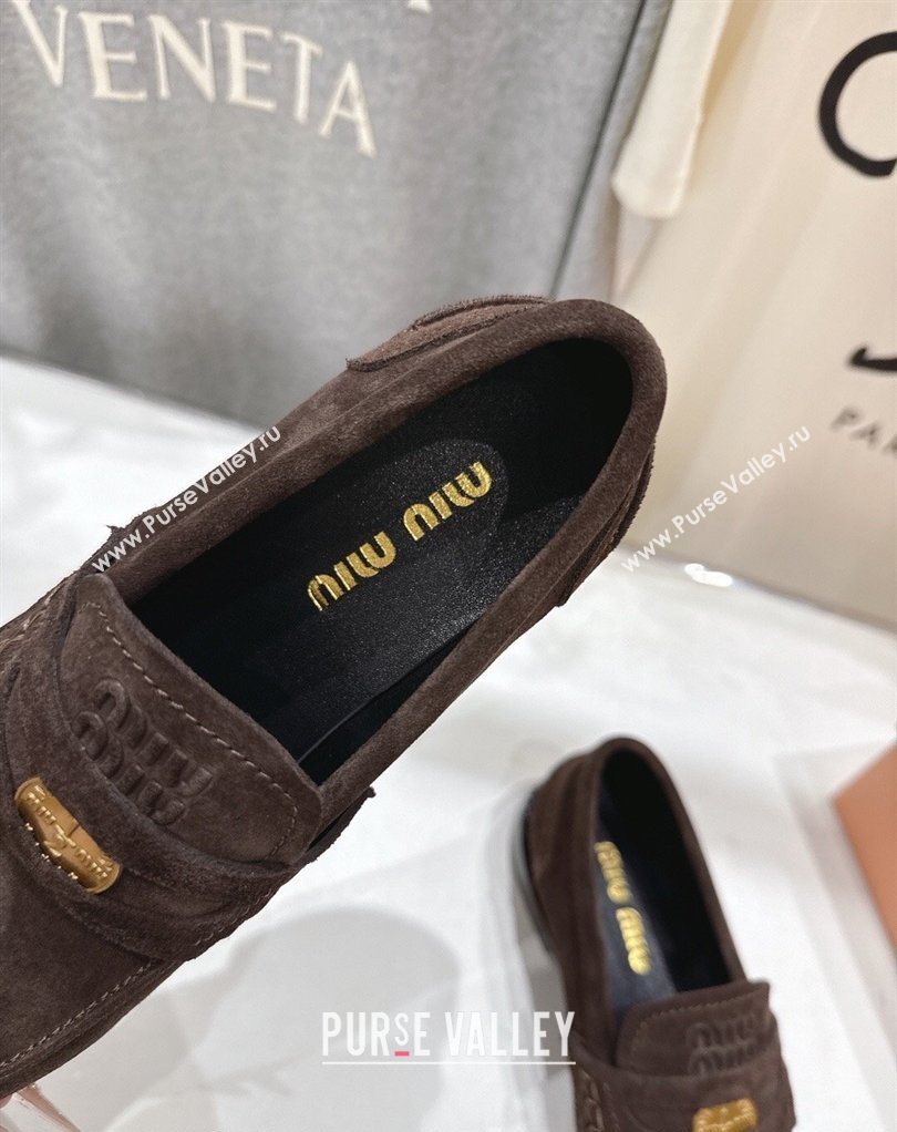 Miu Miu Suede Penny Loafers Dark Brown 2026 5D773D (MD-260227087)