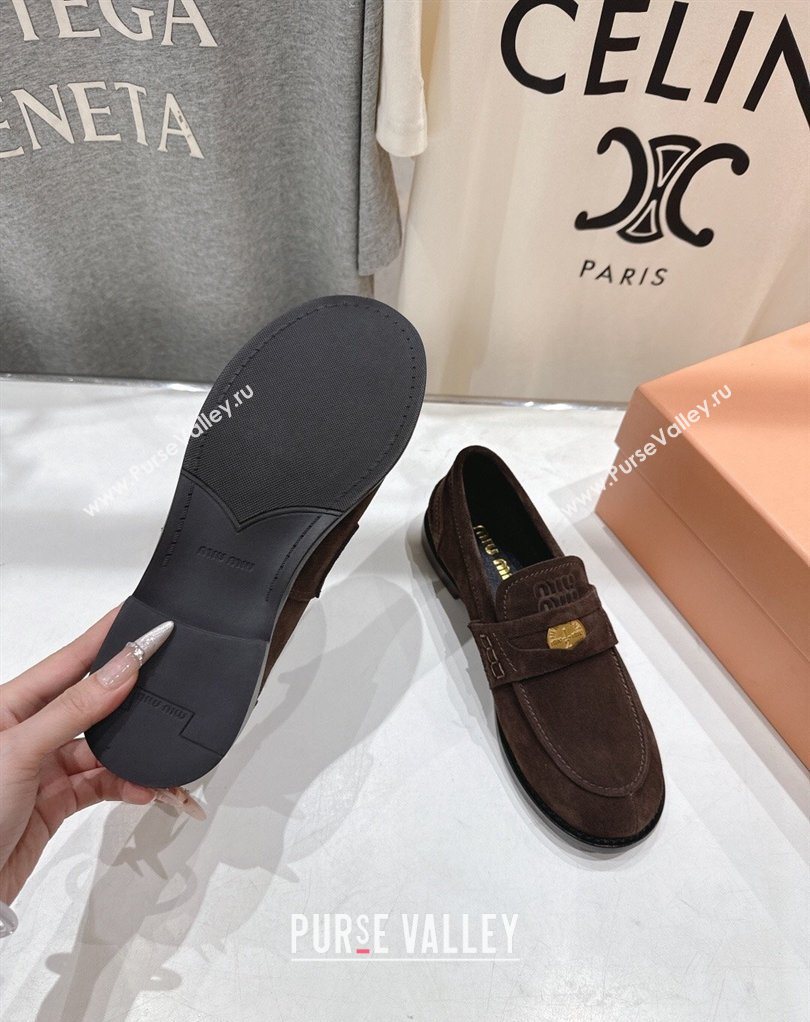 Miu Miu Suede Penny Loafers Dark Brown 2026 5D773D (MD-260227087)