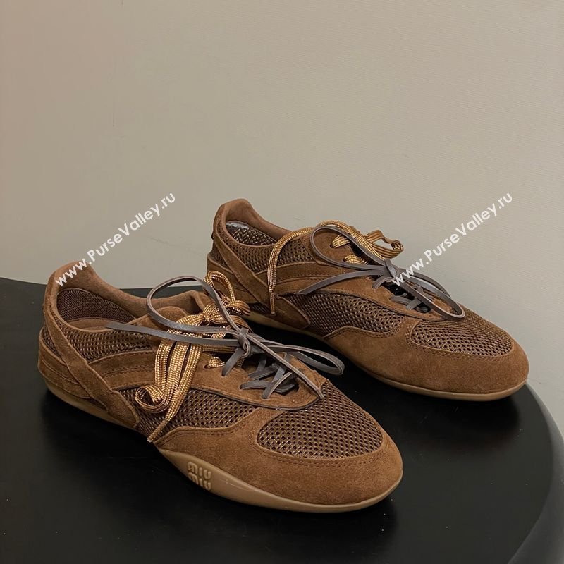 Miu Miu Mesh and Suede Sneakers Brown 2026 5E589E (SS-260227069)