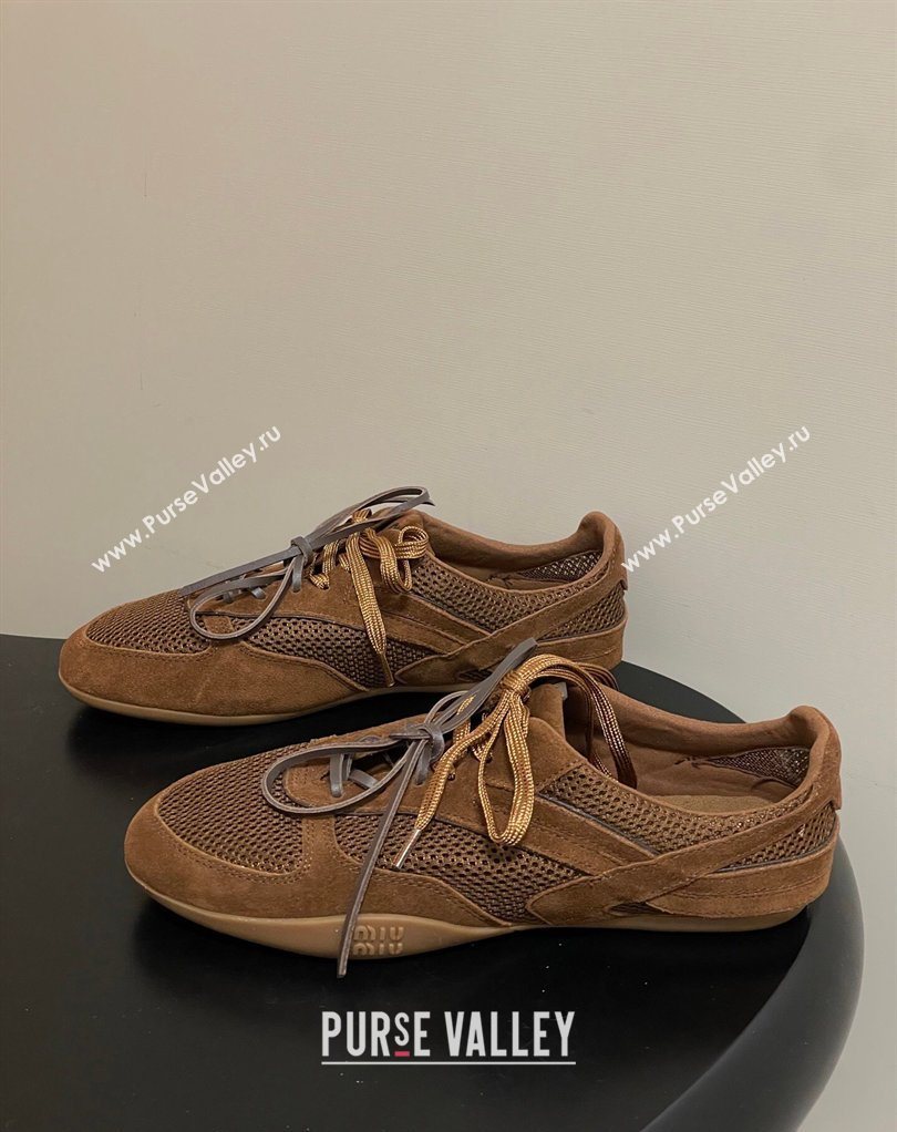 Miu Miu Mesh and Suede Sneakers Brown 2026 5E589E (SS-260227069)