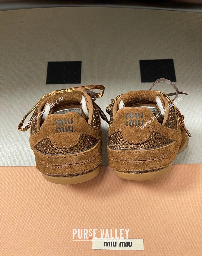 Miu Miu Mesh and Suede Sneakers Brown 2026 5E589E (SS-260227069)