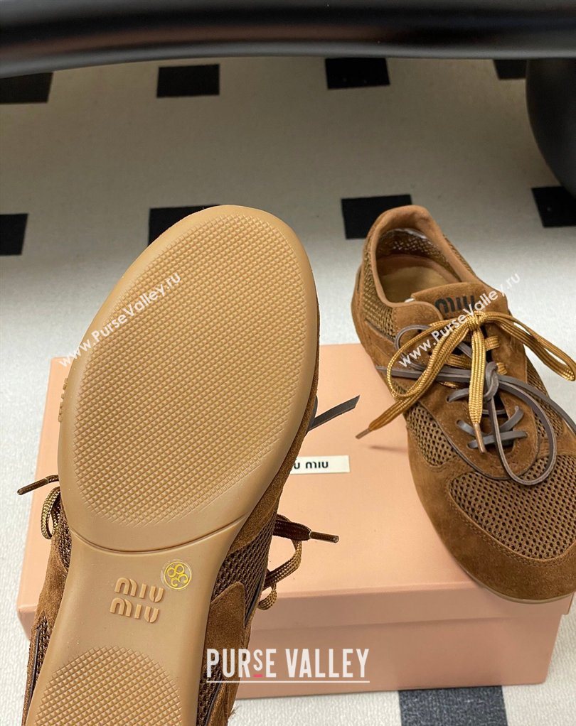 Miu Miu Mesh and Suede Sneakers Brown 2026 5E589E (SS-260227069)