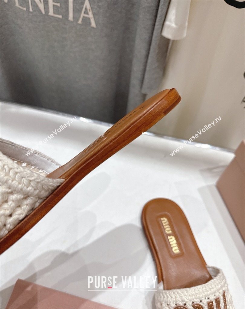 Miu Miu Knit Flat Slides Sandal White 2026 MM022701 (MD-260227060)