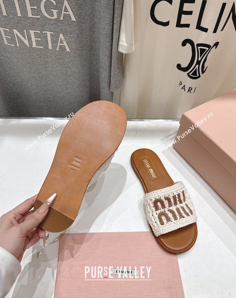 Miu Miu Knit Flat Slides Sandal White 2026 MM022701 (MD-260227060)