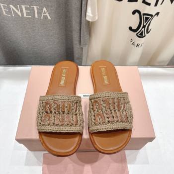 Miu Miu Knit Flat Slides Sandal Grey 2026 MM022701 (MD-260227061)