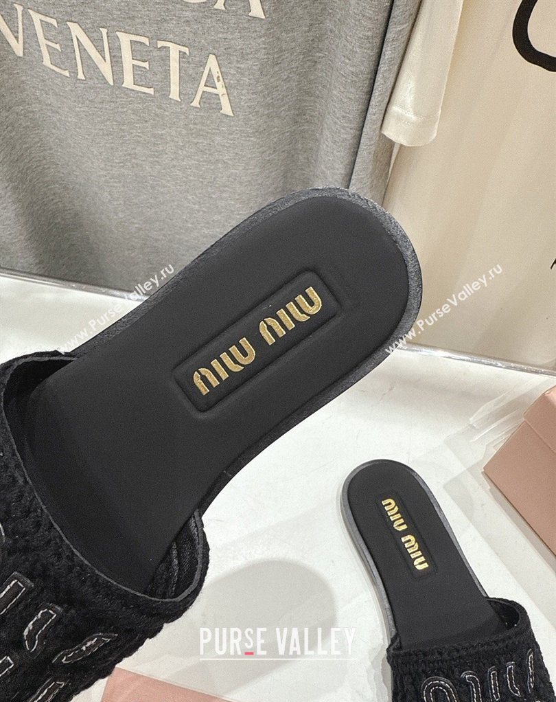 Miu Miu Knit Flat Slides Sandal Black 2026 MM022701 (MD-260227059)