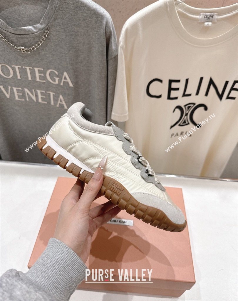 Miu Miu Tyre Technical Fabric and Suede Sneakers White 2026 5E417E (MD-260227063)