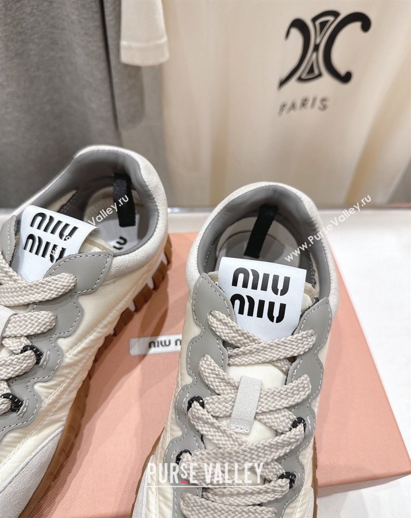Miu Miu Tyre Technical Fabric and Suede Sneakers White 2026 5E417E (MD-260227063)