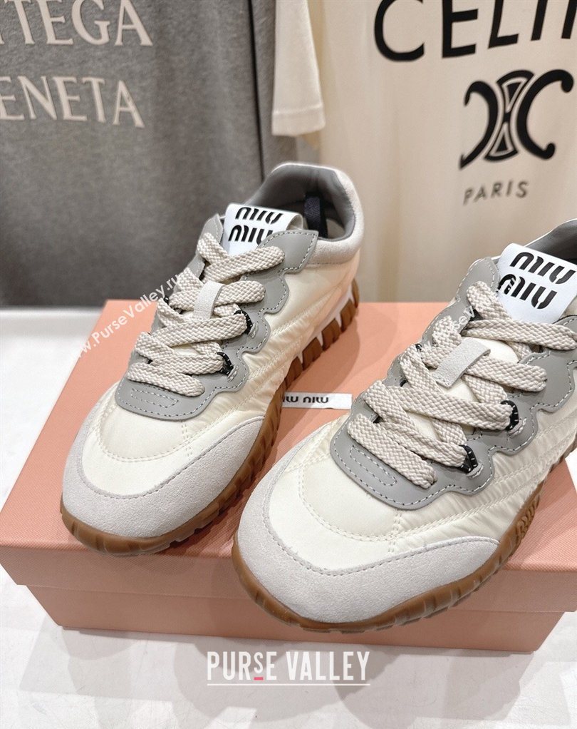Miu Miu Tyre Technical Fabric and Suede Sneakers White 2026 5E417E (MD-260227063)