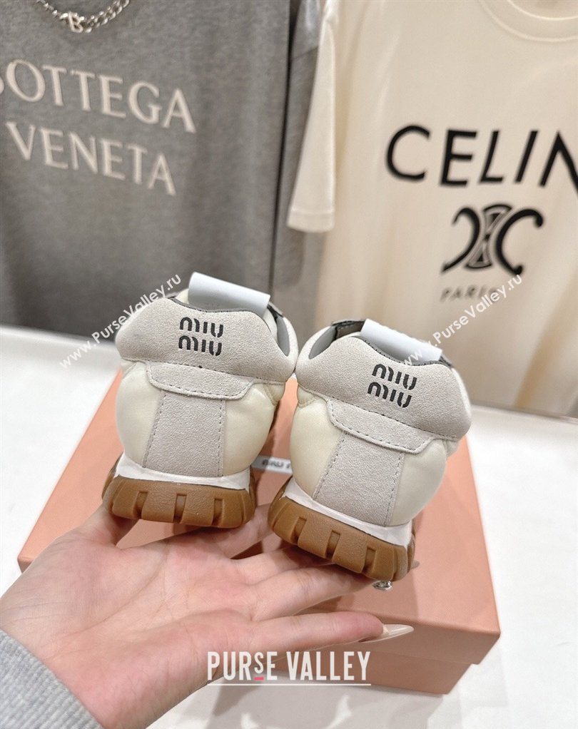 Miu Miu Tyre Technical Fabric and Suede Sneakers White 2026 5E417E (MD-260227063)