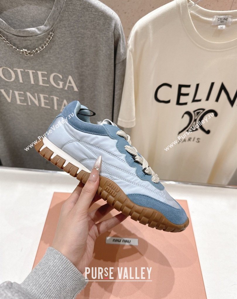 Miu Miu Tyre Technical Fabric and Suede Sneakers Blue 2026 5E417E (MD-260227064)