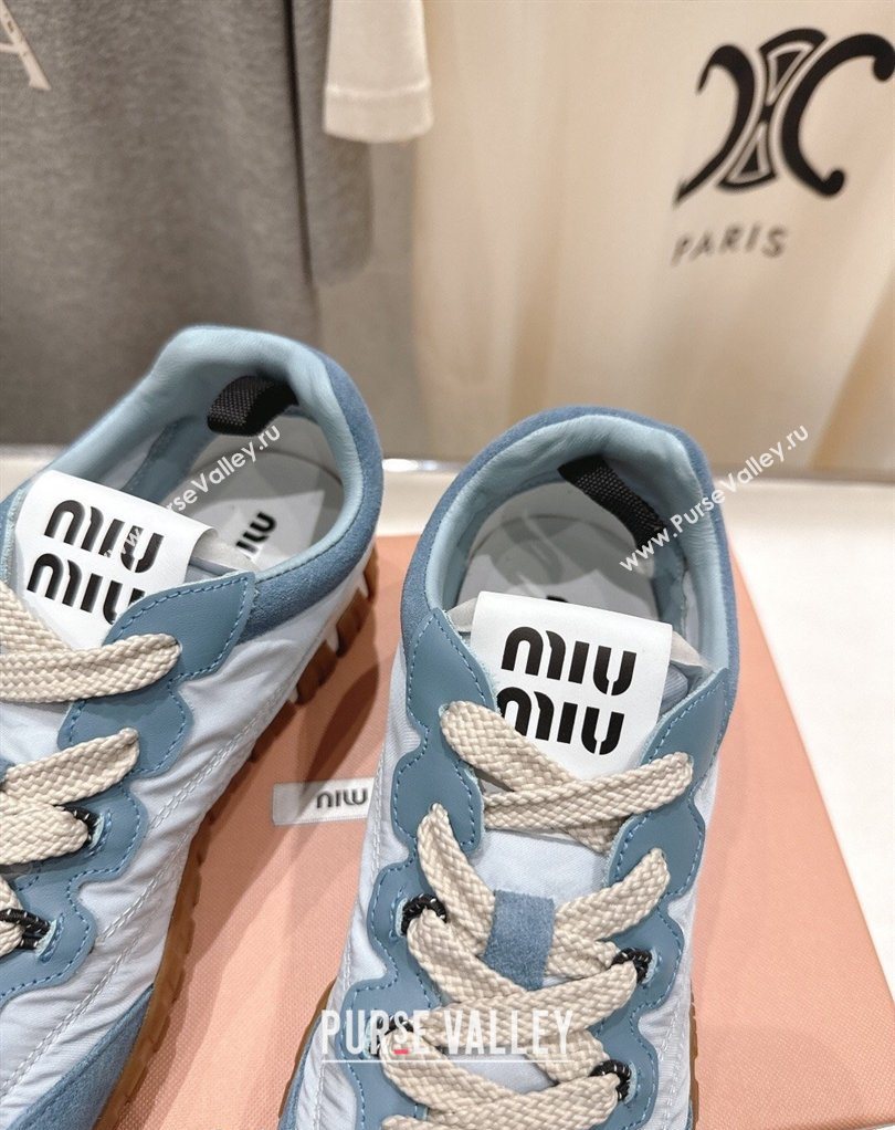 Miu Miu Tyre Technical Fabric and Suede Sneakers Blue 2026 5E417E (MD-260227064)