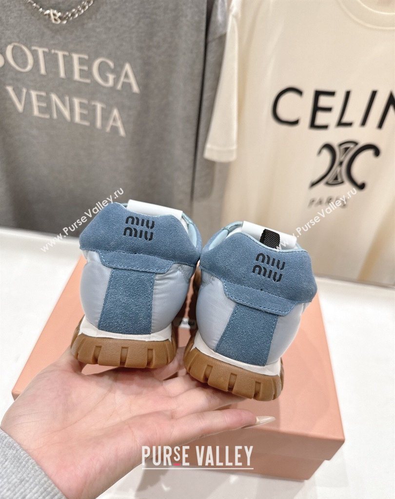 Miu Miu Tyre Technical Fabric and Suede Sneakers Blue 2026 5E417E (MD-260227064)