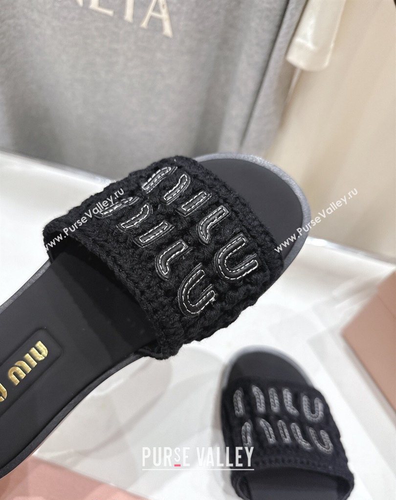 Miu Miu Knit Flat Slides Sandal Black 2026 MM022701 (MD-260227059)
