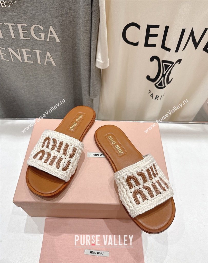 Miu Miu Knit Flat Slides Sandal White 2026 MM022701 (MD-260227060)