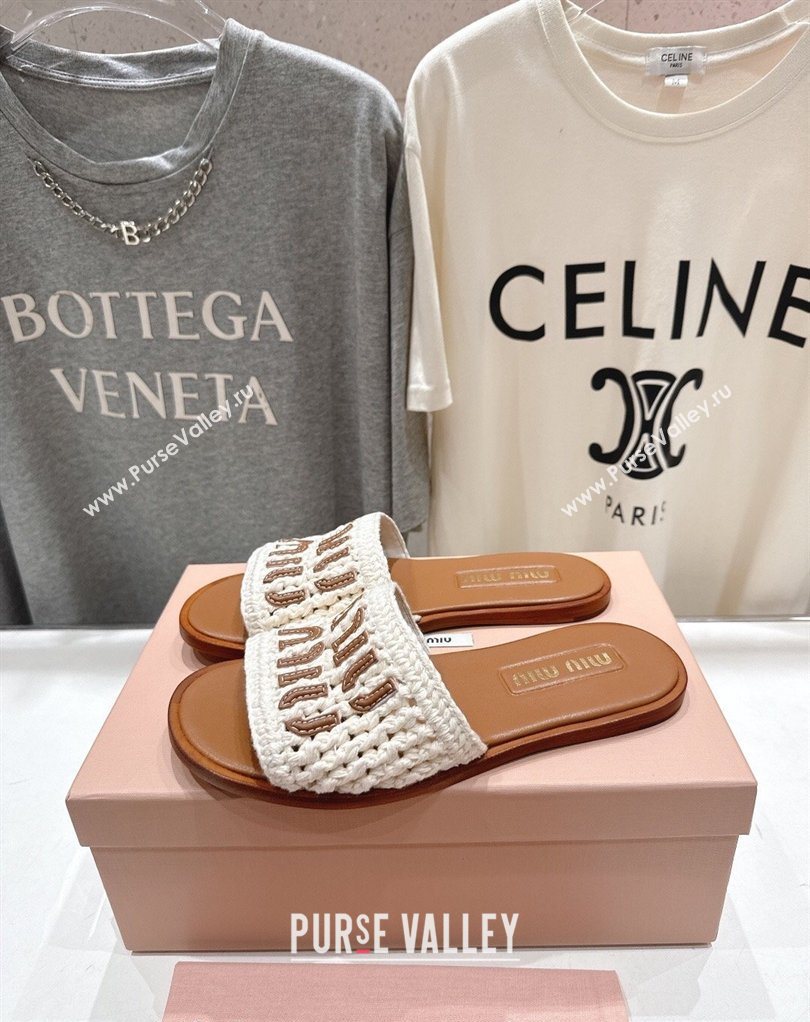 Miu Miu Knit Flat Slides Sandal White 2026 MM022701 (MD-260227060)
