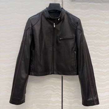 Miu Miu Lambskin Leather Jacket Black 2026 MM032309 (QI-260323022)
