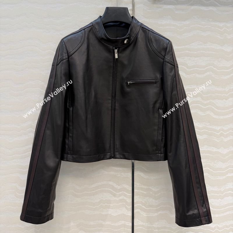 Miu Miu Lambskin Leather Jacket Black 2026 MM032309 (QI-260323022)