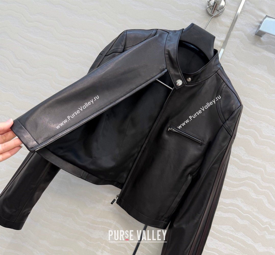 Miu Miu Lambskin Leather Jacket Black 2026 MM032309 (QI-260323022)