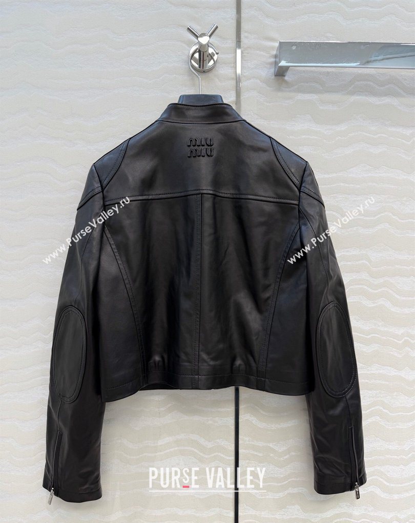 Miu Miu Lambskin Leather Jacket Black 2026 MM032309 (QI-260323022)