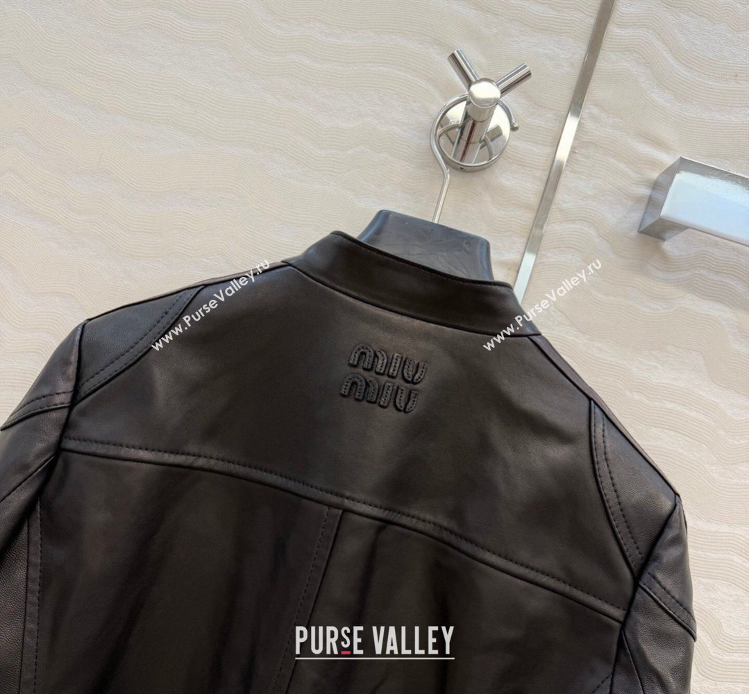 Miu Miu Lambskin Leather Jacket Black 2026 MM032309 (QI-260323022)