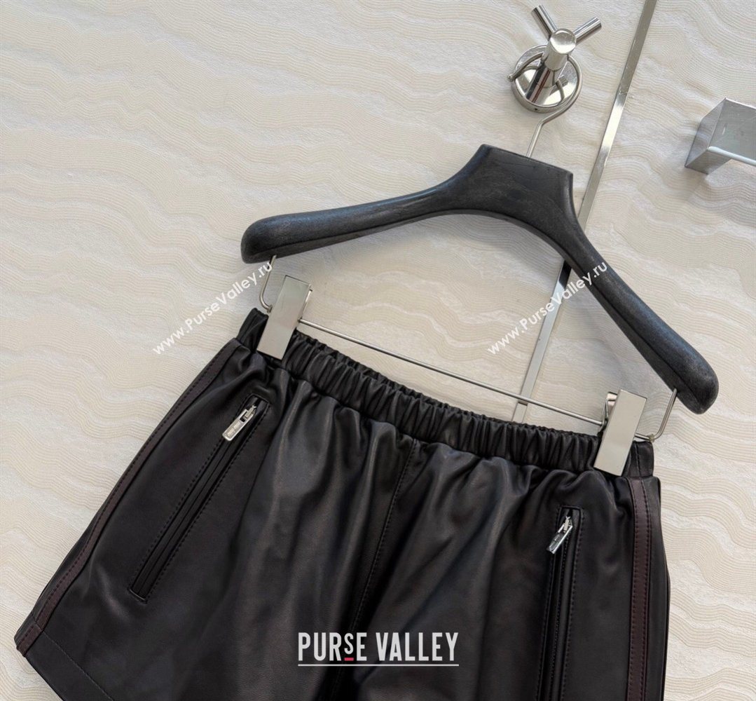 Miu Miu Lambskin Leather Shorts Black 2026 MM032309 (QI-260323024)