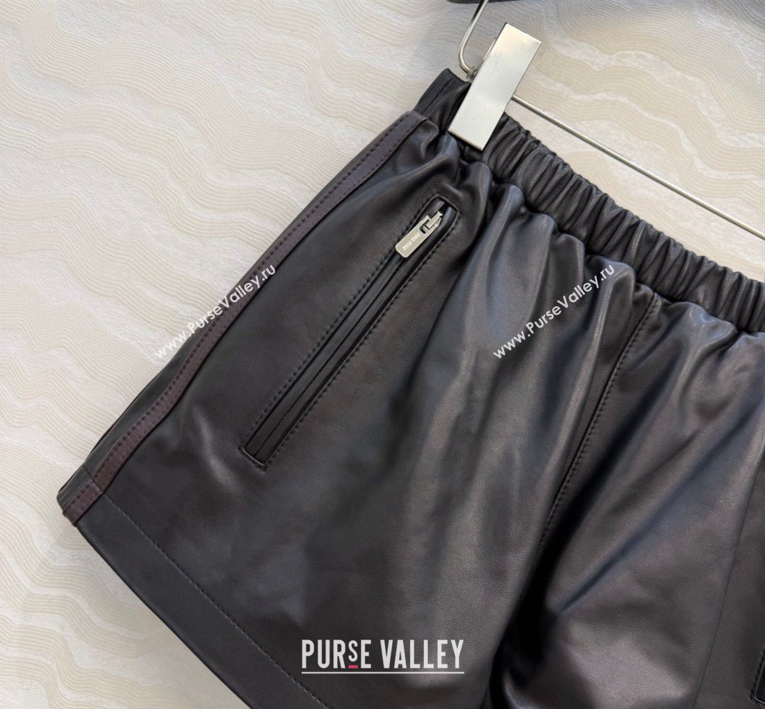 Miu Miu Lambskin Leather Shorts Black 2026 MM032309 (QI-260323024)