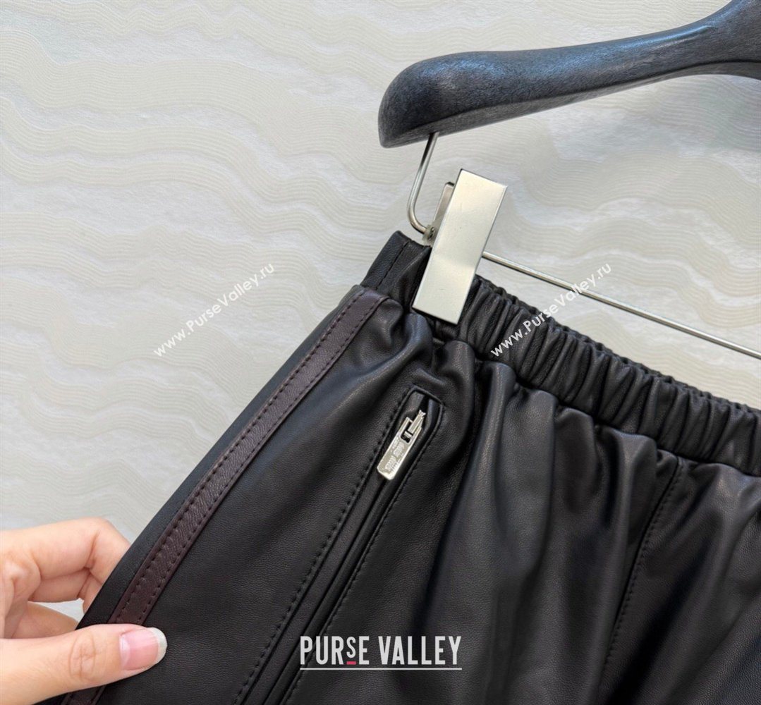 Miu Miu Lambskin Leather Shorts Black 2026 MM032309 (QI-260323024)