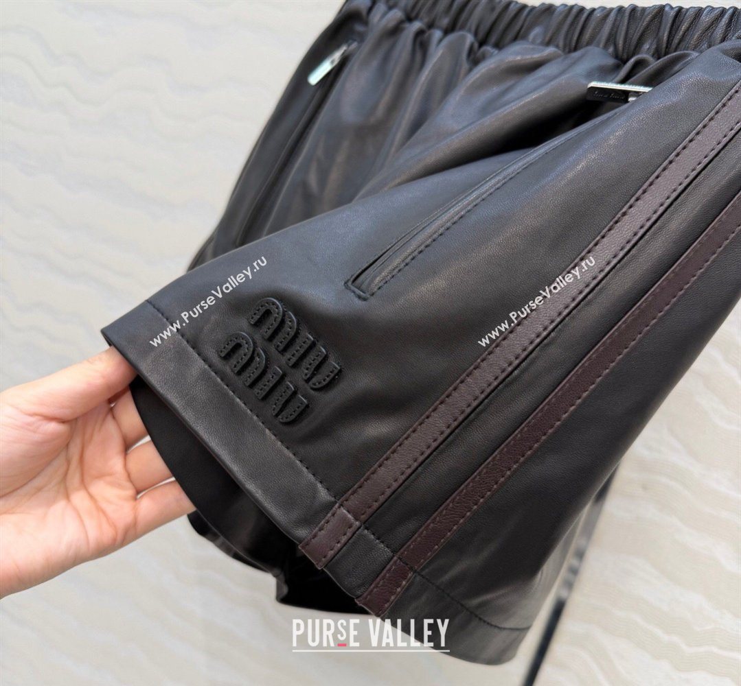 Miu Miu Lambskin Leather Shorts Black 2026 MM032309 (QI-260323024)