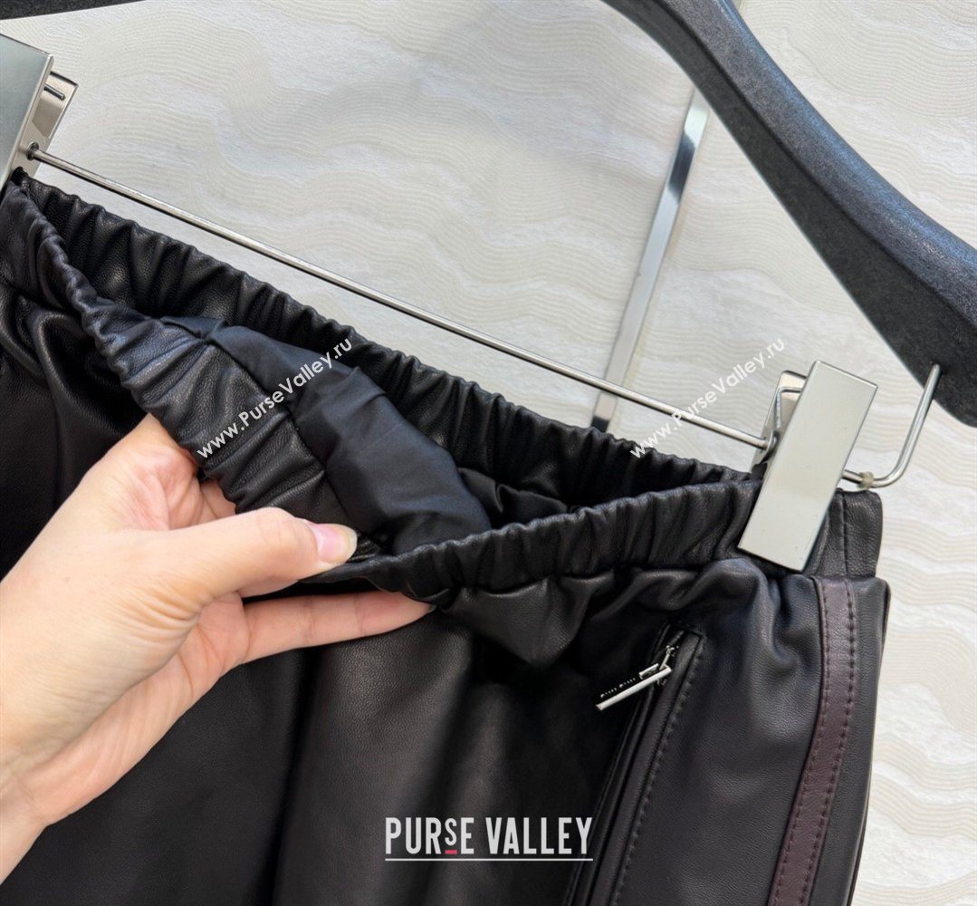 Miu Miu Lambskin Leather Shorts Black 2026 MM032309 (QI-260323024)