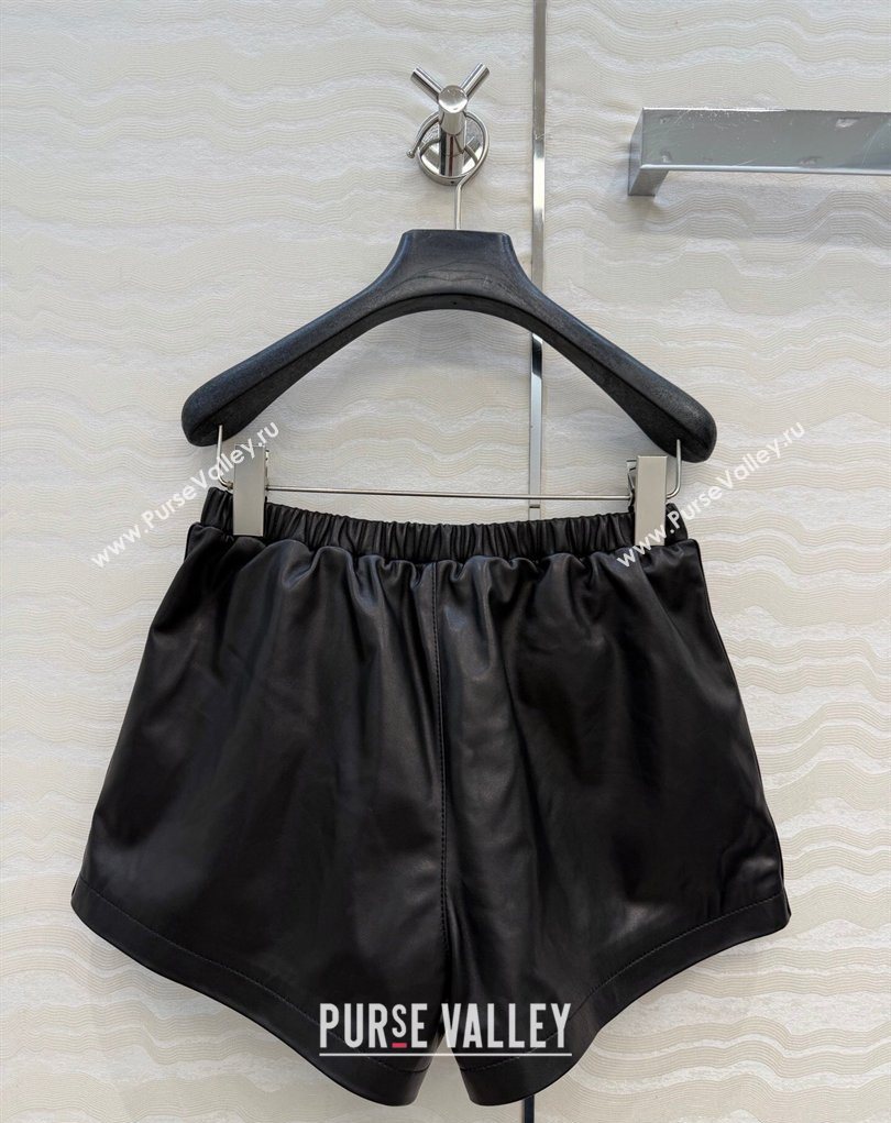 Miu Miu Lambskin Leather Shorts Black 2026 MM032309 (QI-260323024)