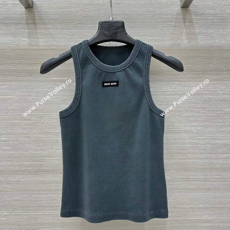 Miu Miu Cotton Knit Vest Blue 2026 MM032318 (QI-260323048)