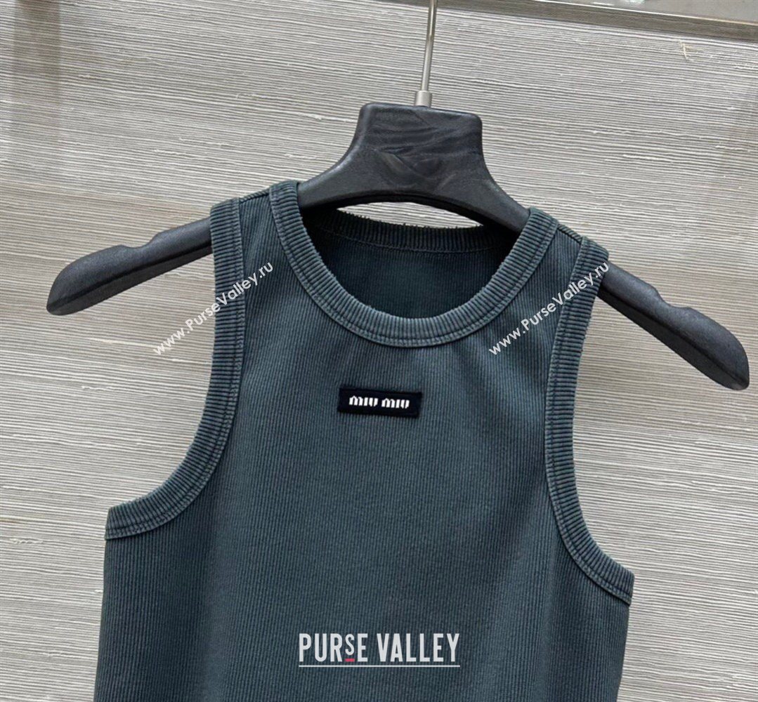 Miu Miu Cotton Knit Vest Blue 2026 MM032318 (QI-260323048)